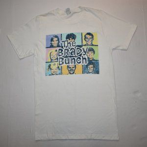Brady Bunch Mens Retro Distressed Graphic White Shirt New S